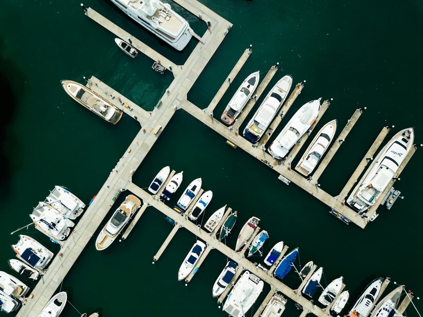 Aerial view of a marina